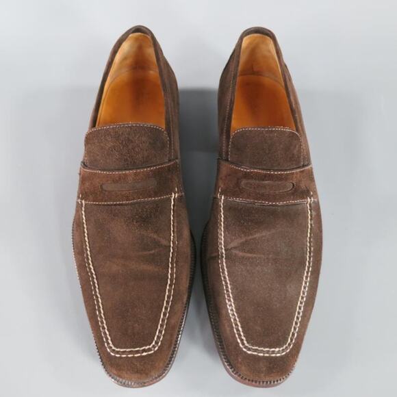 SUTOR MANTELLASSI Size 8 Brown Suede Penny Loafers - Picture 2 of 10